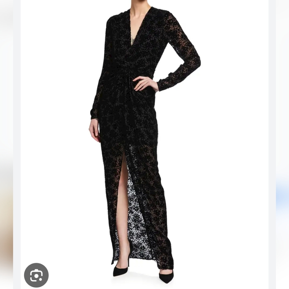 Veronica Beard Black Lace Long Sleeve Maxi Dress